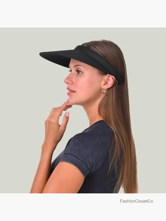 2 Pack Wide Brim Clip On Sun Visors Adjustable UV Protection Hats main image 5